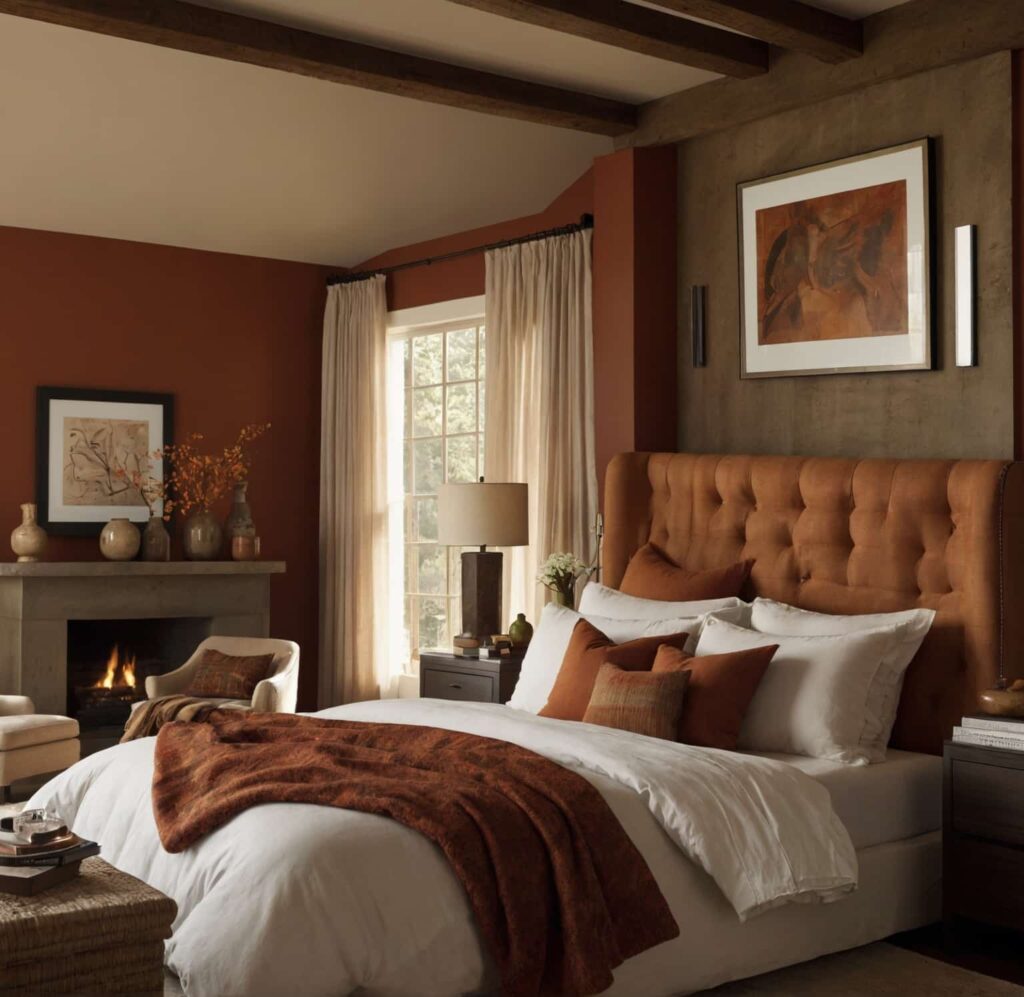 cozy master bedroom decor in warm hues colors 1
