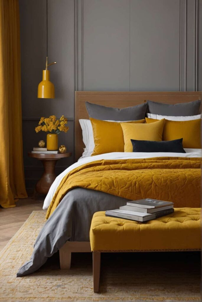 deep mustard yellow bedroom ideas add elegance and flare 1