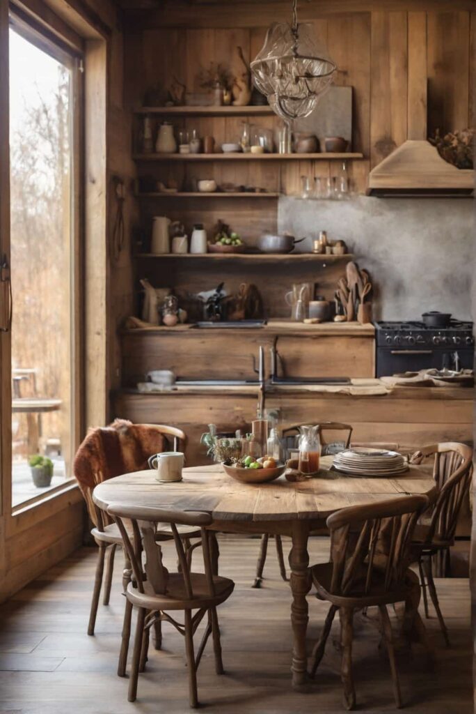 default kitchen table ideas in rustic warmth with weathered