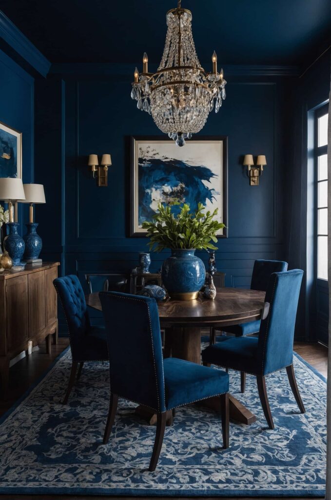 dining room decor ideas in bold deep blues color 2