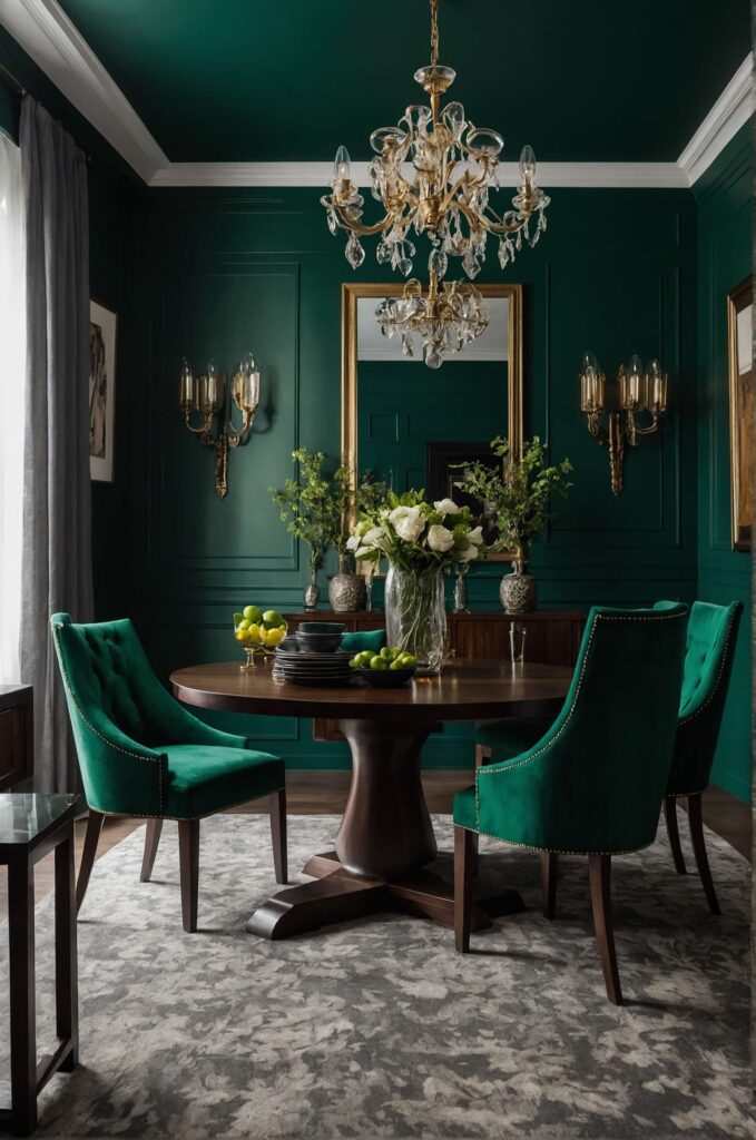 dining room decor ideas in bold rich greens color