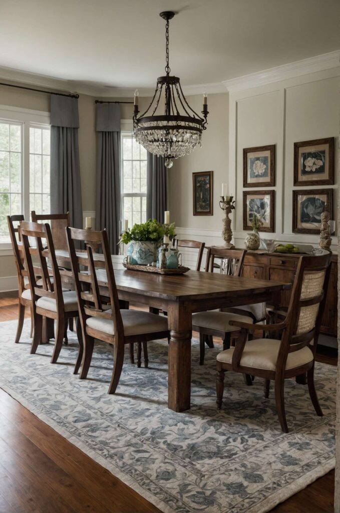 dining room decor ideas with classic wooden dining table