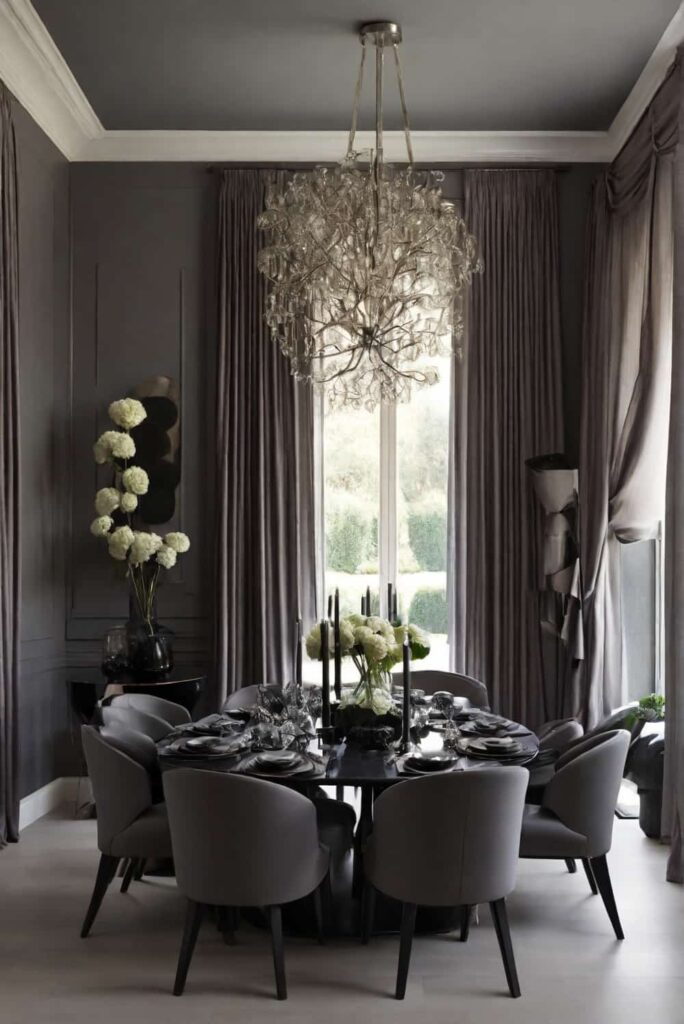 elegant dining room ideas monochromatic tones Shades Deepening Dusk till Dawn 2