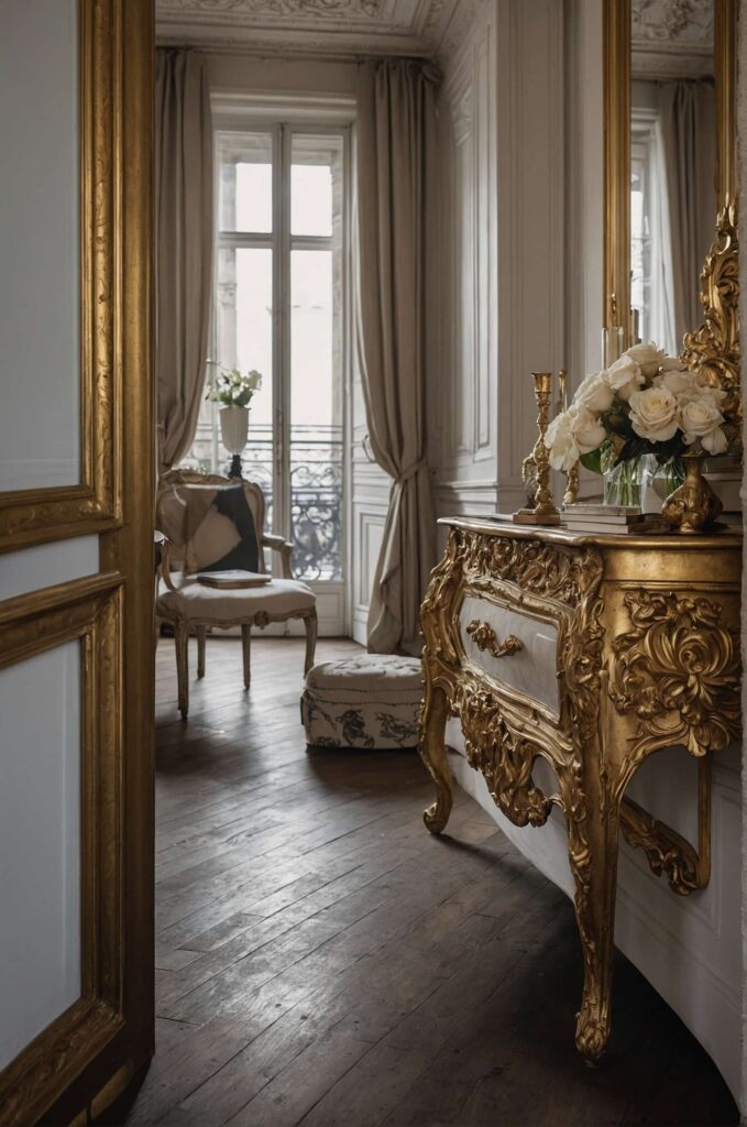 gilded accents add glamour to parisian apartment style 0