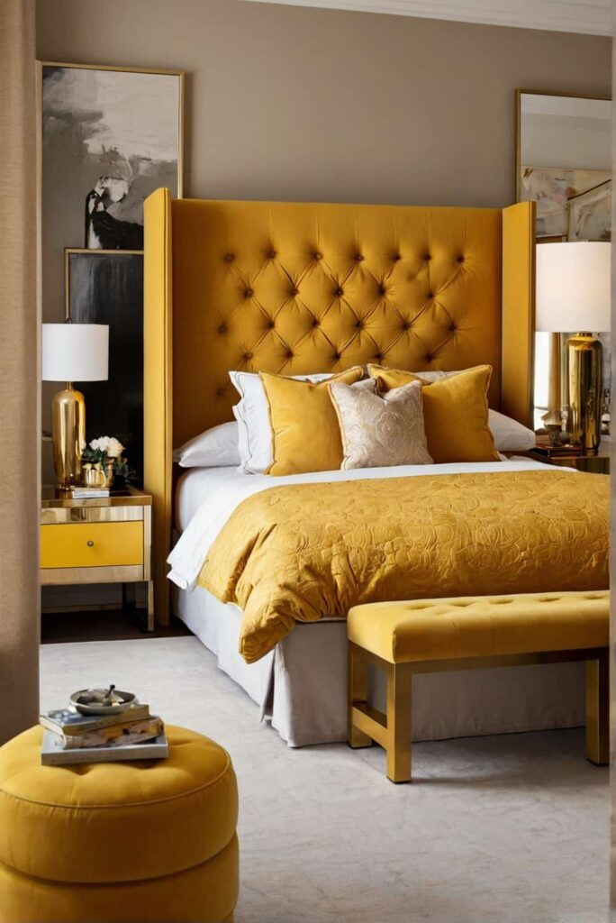 golden bedside tables yellow bedroom ideas with lamps 1