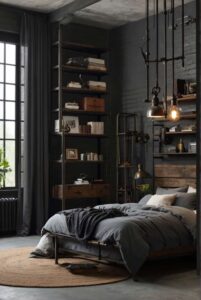 industrial male bedroom ideas with vintage accents 1