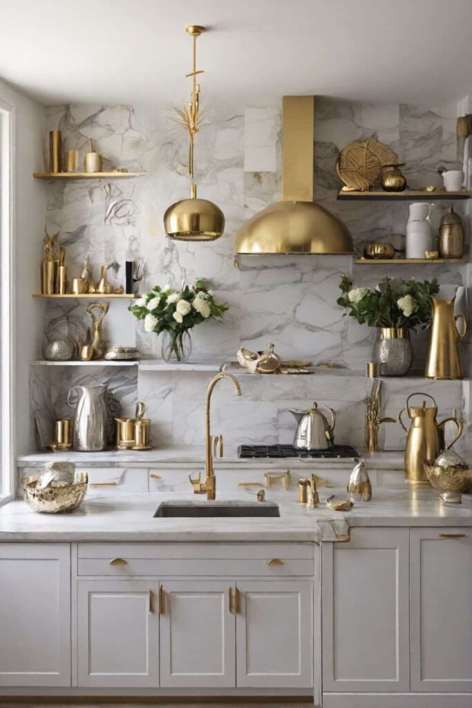 kitchen home decor in mixed silver and gold metal 2