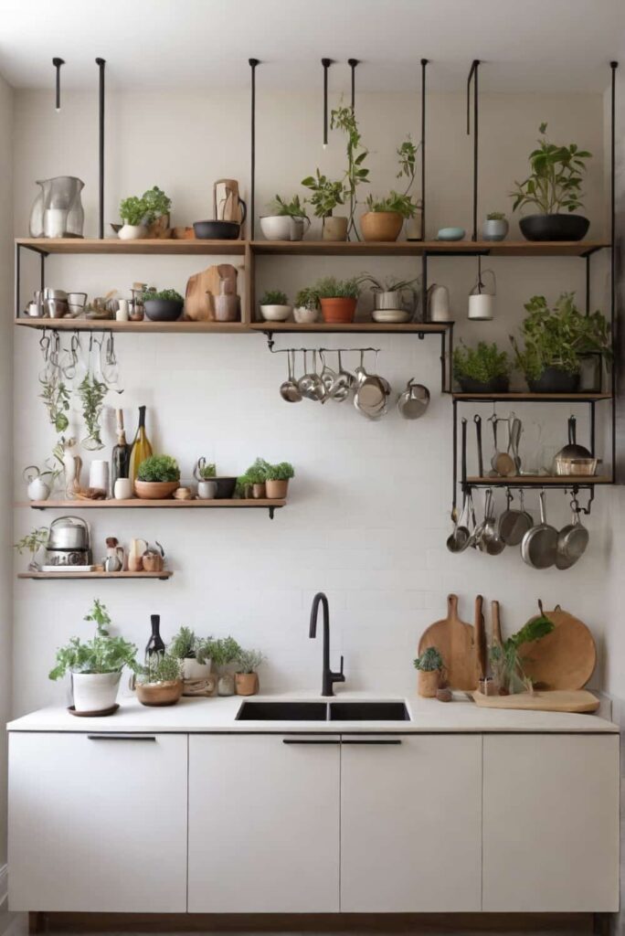 kitchen home decor maximize vertical space with hanging shelves or hooks 1