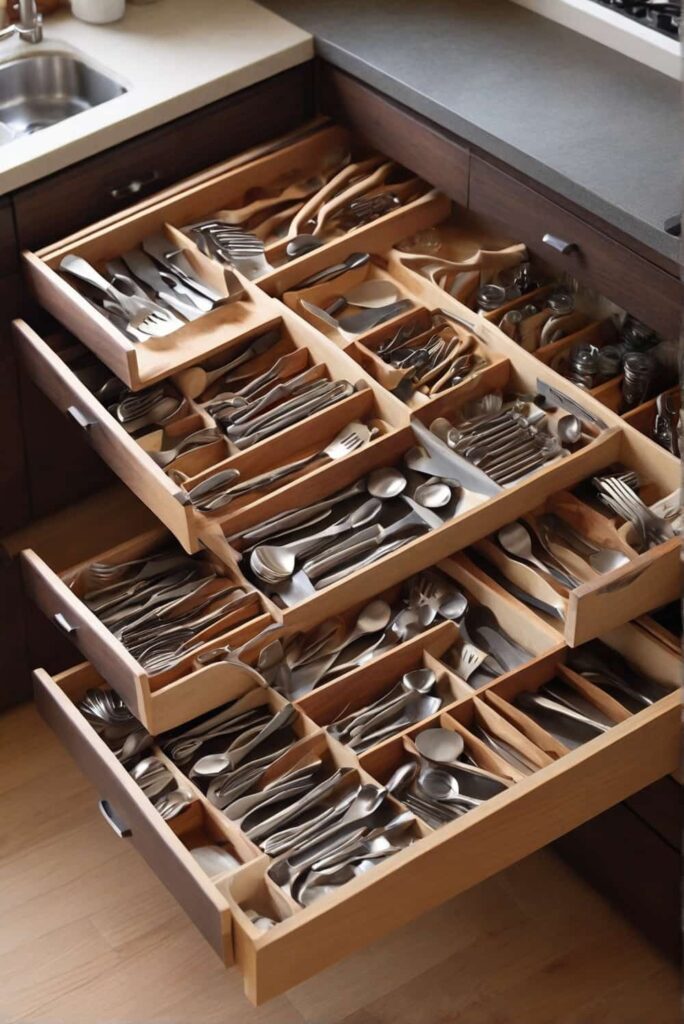 kitchen home decor organize utensils neatly with practical drawer dividers 2