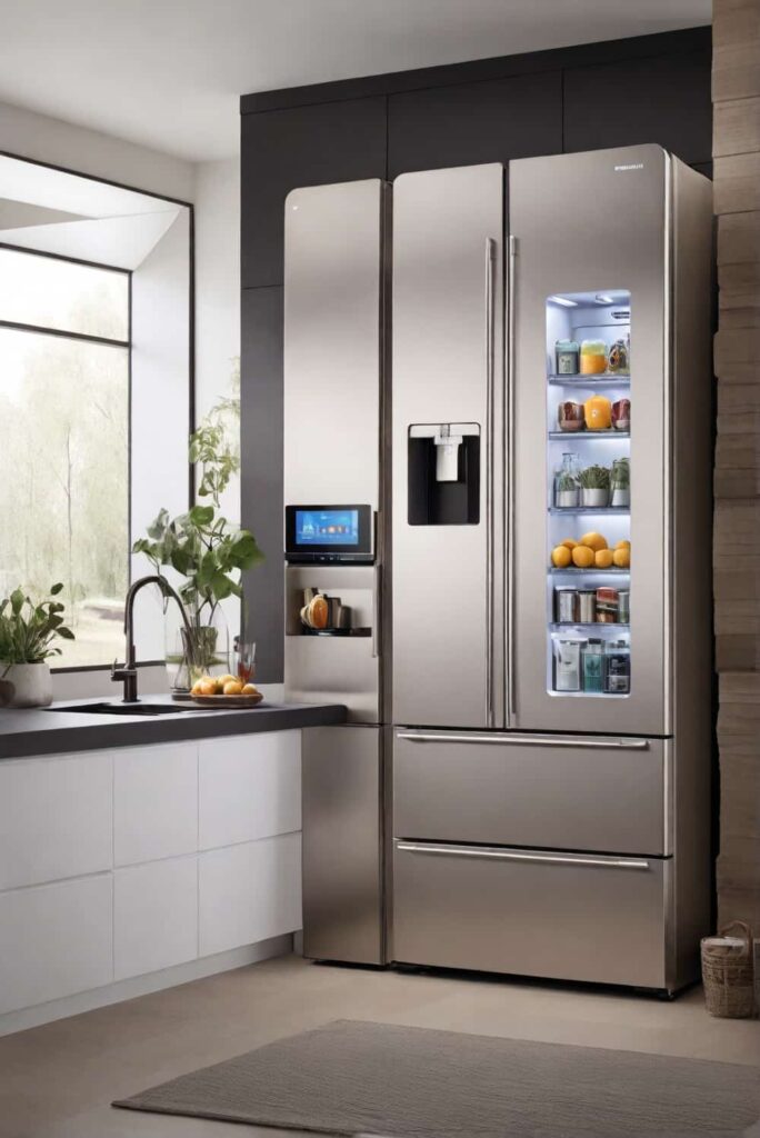 kitchen home decor with smart fridge and touchless faucet technology 2