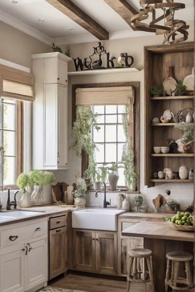 kitchen home decor with weathered wood accents 0