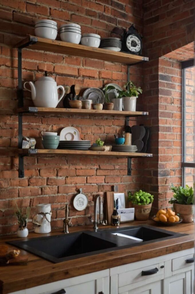 kitchen style ideas in exposed brick style 1
