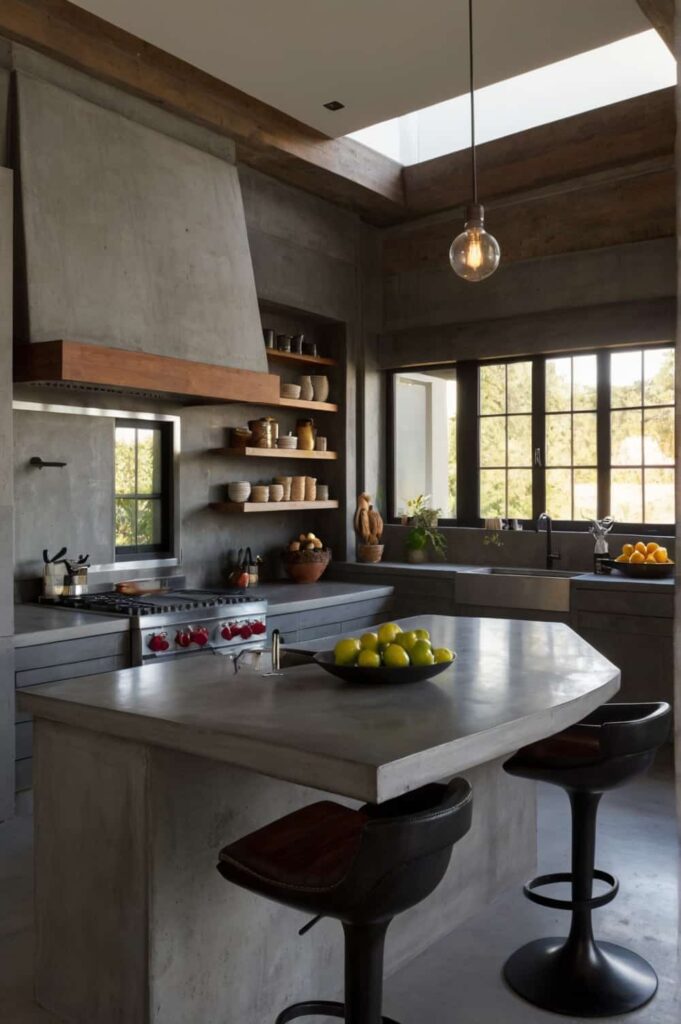 kitchen style ideas with concrete countertops for an e 2