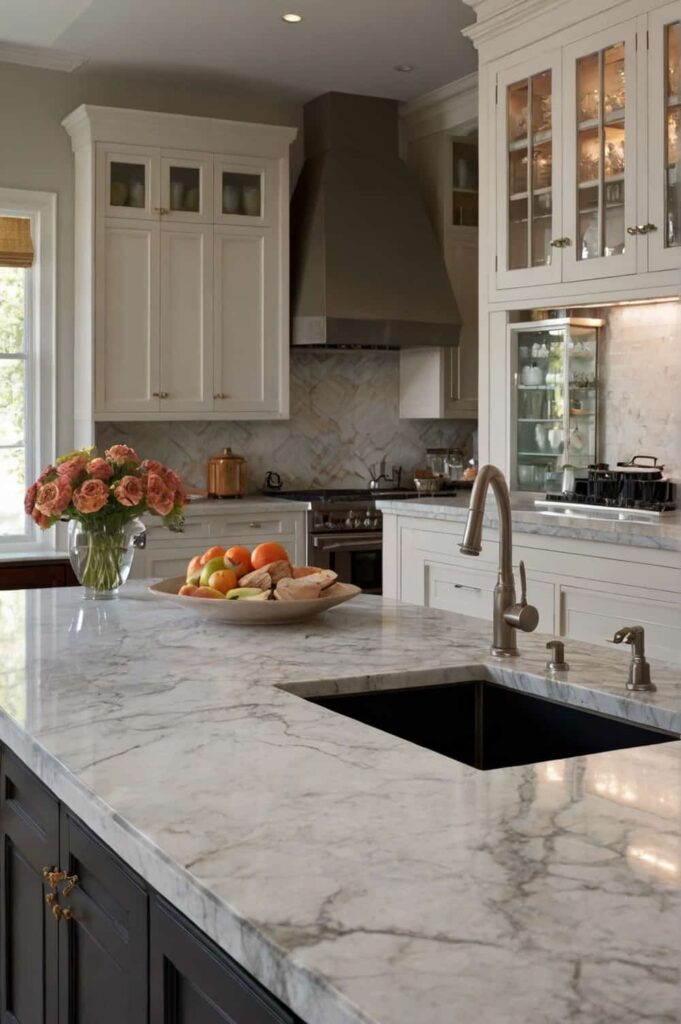 kitchen style ideas with marble countertop in traditional kitchen 1