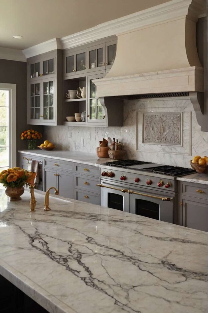 kitchen style ideas with marble countertop in traditional kitchen 2