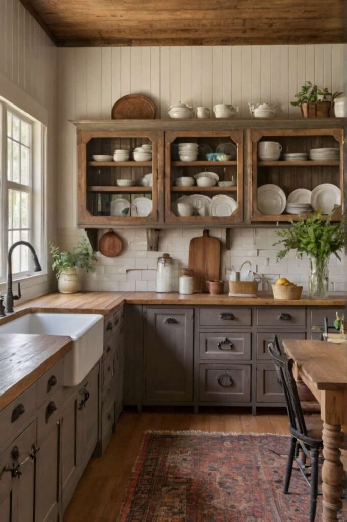 kitchen style ideas with vintage cabinet in a farmhouse style