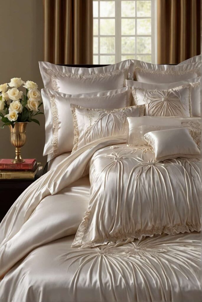 luxurious bed sheet ideas in whity silky sateen 1