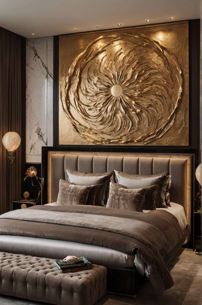 luxury bedroom accessories infuse personality with unique artwork pieces 2