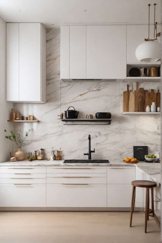 marble backsplash ideas in vertically stacked subway for modern touch 1