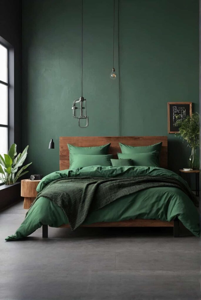 minimalist industrial bedroom ideas with kalegreen col 1 1