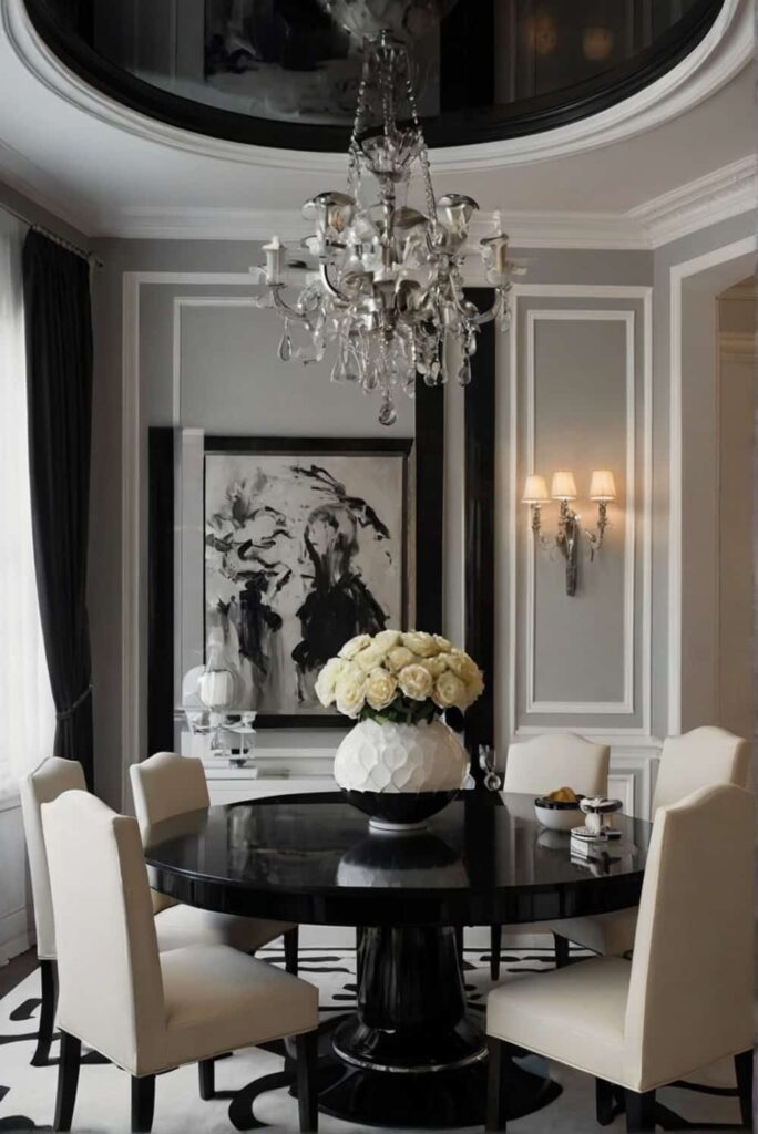modern dining room color scheme ideas in classic black 2