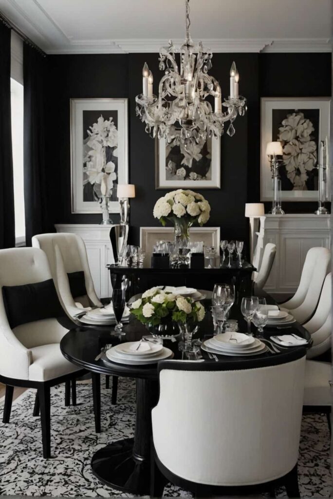 modern dining room color scheme ideas in classic black