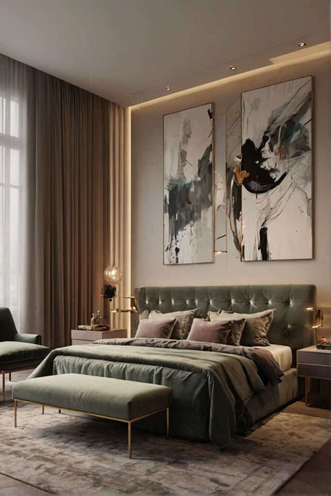 modern luxury bedroom ideas with gallery wall curated 1