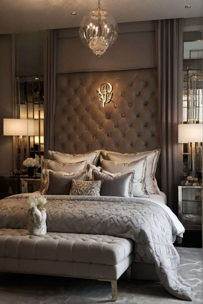 modern luxury bedroom ideas with unique lighting monogrammed linens exclusivity 1