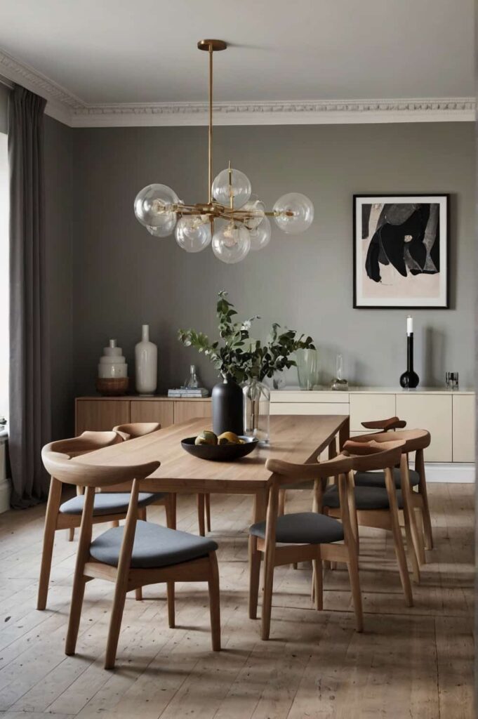 scandinavian dining table ideas add comfort with upholstered chairs in neutral tones