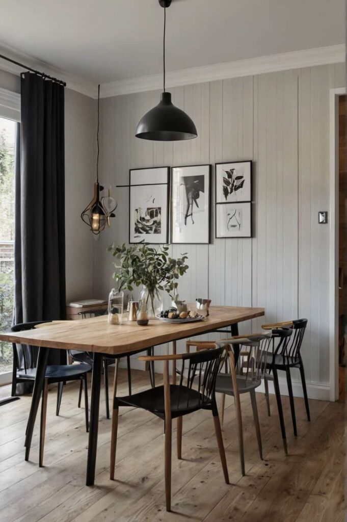 scandinavian dining table ideas with a mix of wood
