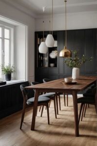 scandinavian dining table ideas with dark walnut finish 1