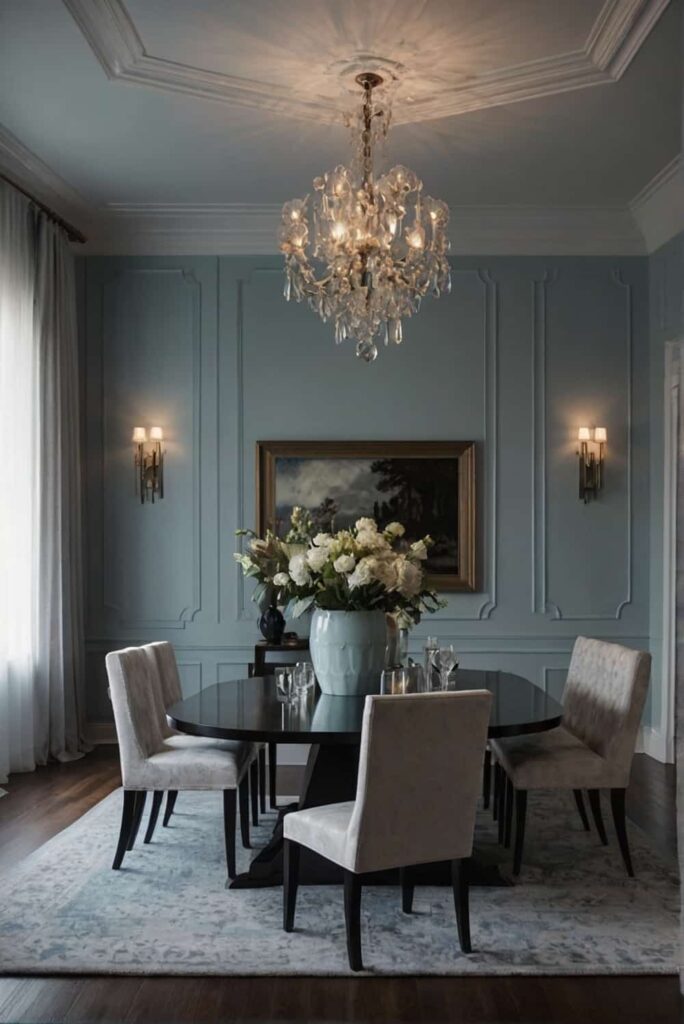 sleek dining room color scheme ideas with shadows lig