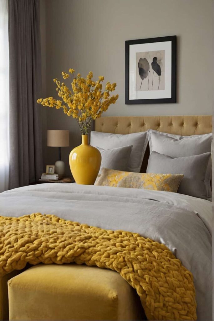 small accents yellow bedroom ideas like vases to enhance color 2