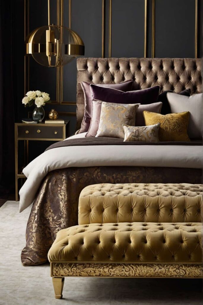 upholstered bed ideas pair velvet with metallic accent 1