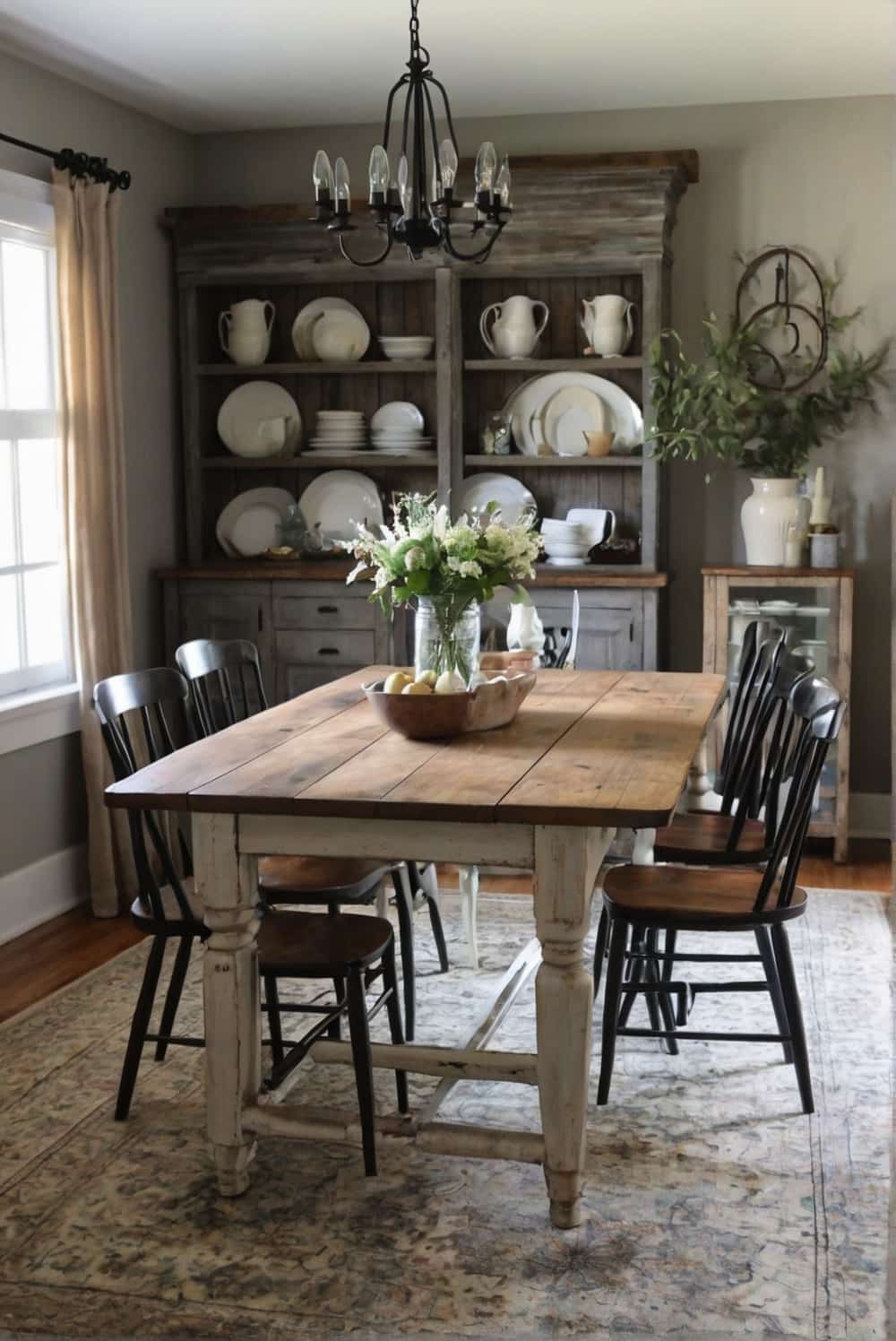 vintage dining tables in rustic farmhouse style 3