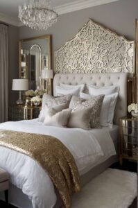white bedroom ideas enhance with metallic accents for glamour and sophistication 2