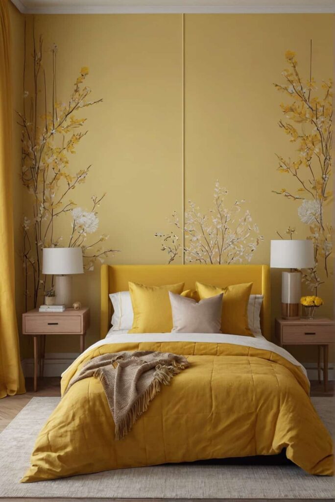 yellow bedroom ideas in balance accent wall with neutral shades 1
