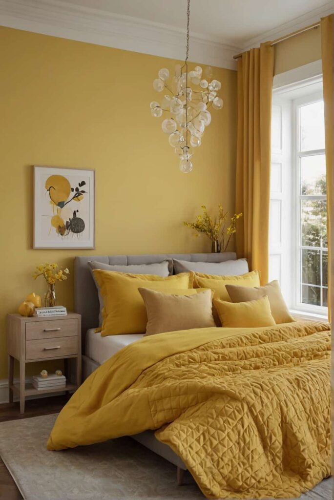 yellow bedroom ideas in balance accent wall with neutral shades 2