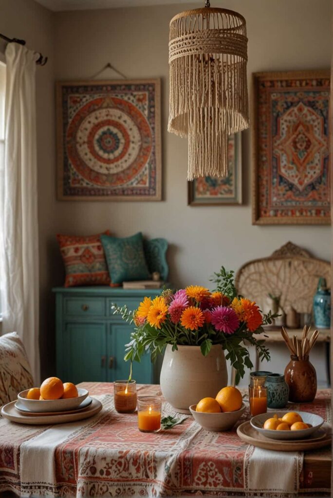 Boho Dining Room Decor Ideas harmony in hues neutral base vibrancy 1
