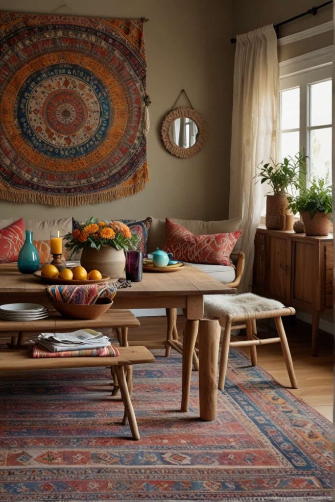 Boho Dining Room Decor Ideas harmony in hues neutral base vibrancy 2