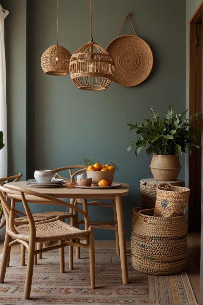 Boho Dining Room Decor Ideas rattans embrace warmth and intricate charm 2