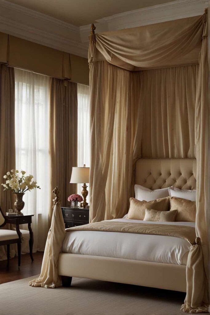 Luxury Bed Master Bedroom Ideas Four poster bed sheer drapes royal grandeur 2