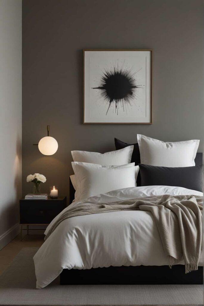 Minimalist Bedroom Ideas accessorize with intention singular impactful art 1
