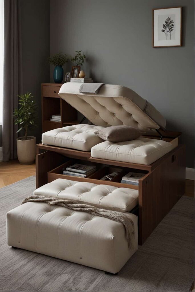 Minimalist Bedroom Ideas ottomans with storage maintain sleek appearance 1