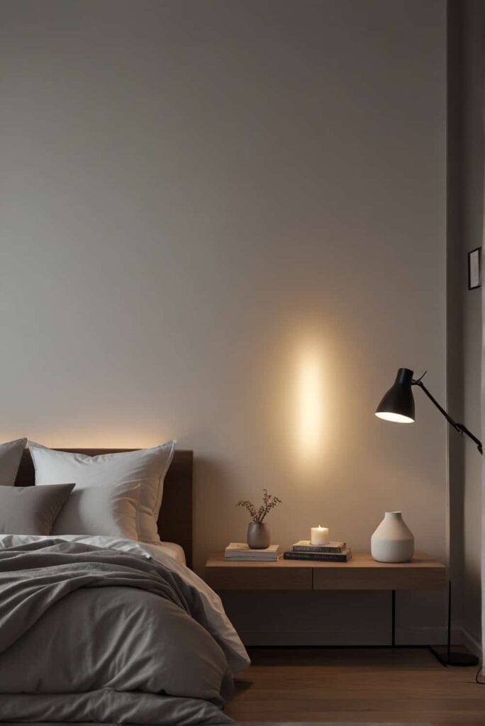 Minimalist Bedroom Ideas unique lamp as minimalist room focal point 2