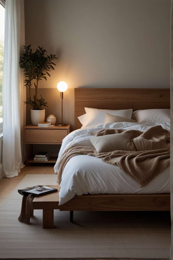 Minimalist Bedroom Ideas using sunlight to enhance serene bedroom ambiance 1