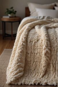 Minimalist Bedroom Ideas woolen blanket cotton rug simple complexity 2