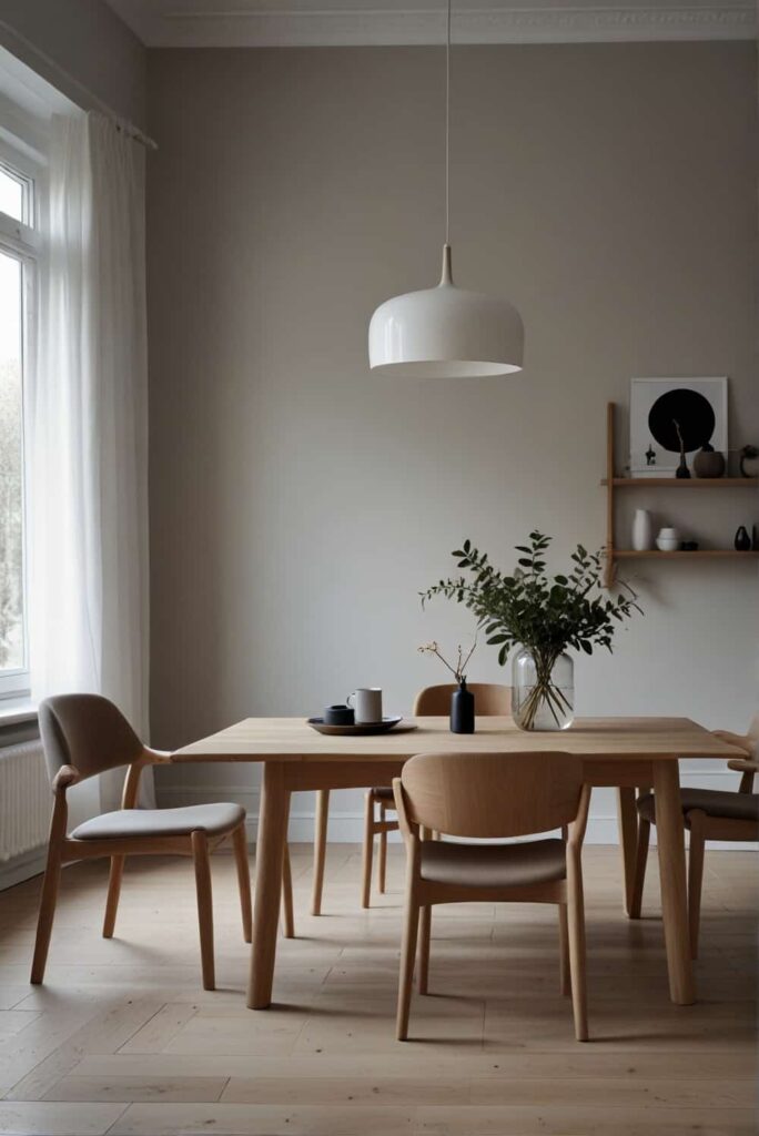 Scandinavian Dining Room Ideas comfortable chairs Nordic minimalism serene aesthetic 1