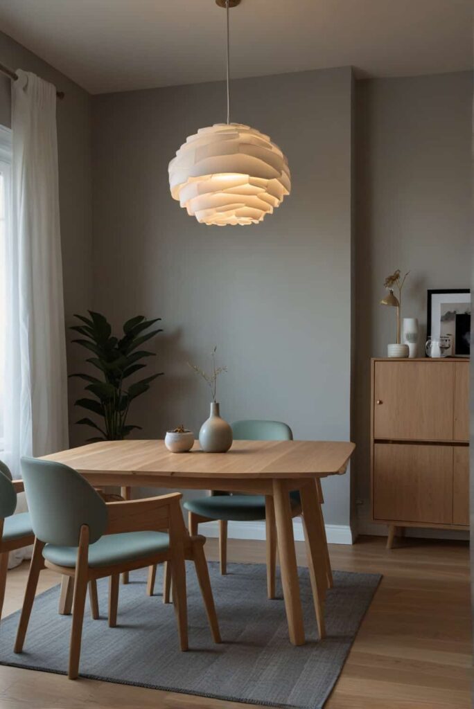 Scandinavian Dining Room Ideas layered lighting soft luminescence depth dimension 1