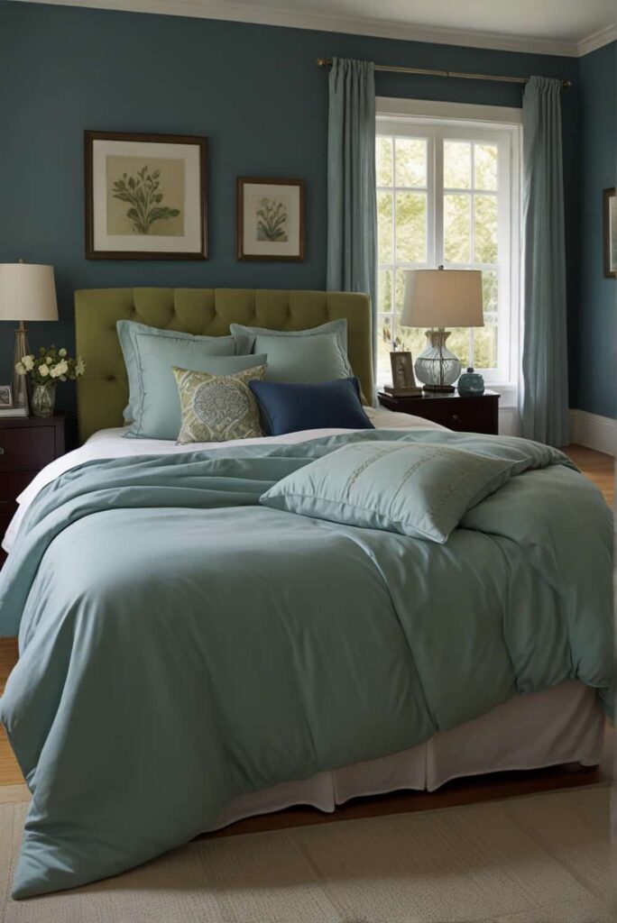 bedroom painting ideas blues and greens with calm atmosphere 2